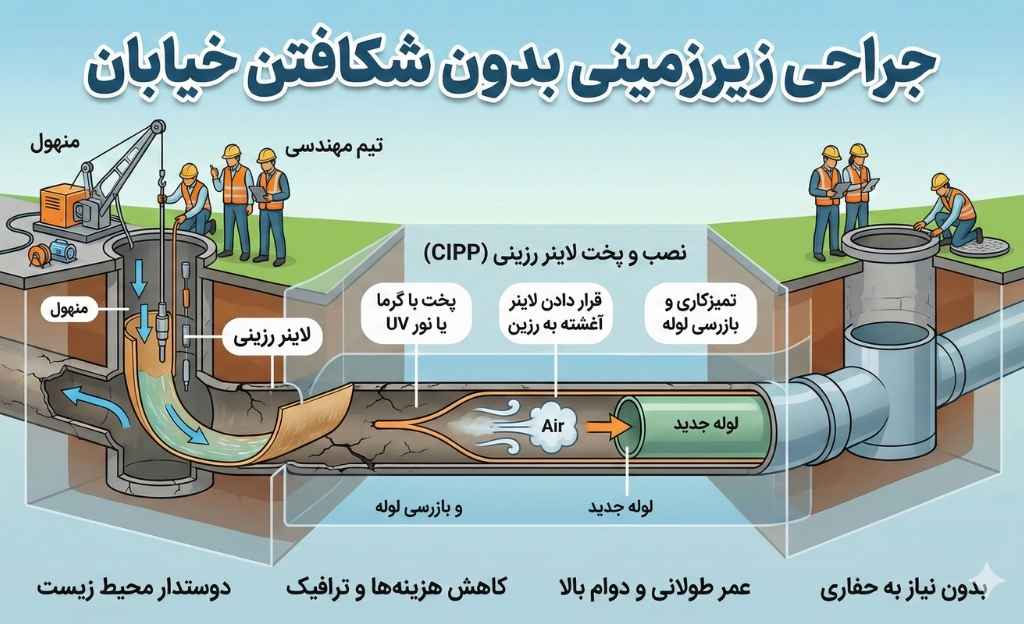 ترمیم لوله بدون حفاری